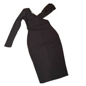 🌹Boohoo🌹 Sexy Black Asymmetrical Cut Out One Sleeve Dress